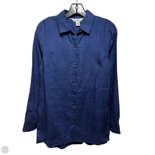 Linen Top Long Sleeve By Tommy Bahama In Blue, Size: Xxs