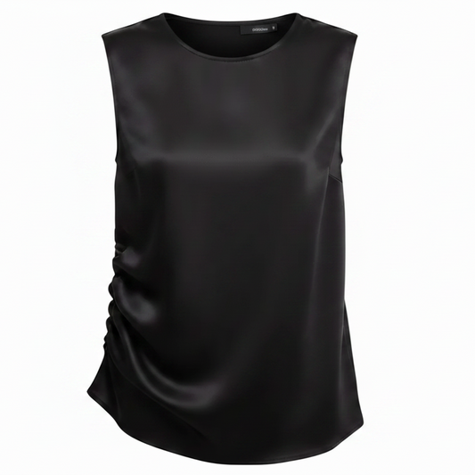 Asymmetrical Draped Top Sleeveless Luxury Designer By St John Collection In Black, Size: L