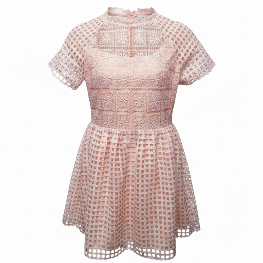 Frame Grid Mini Dress By Elliatt In Peach, Size: L