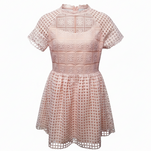 Frame Grid Mini Dress By Elliatt In Peach, Size: L