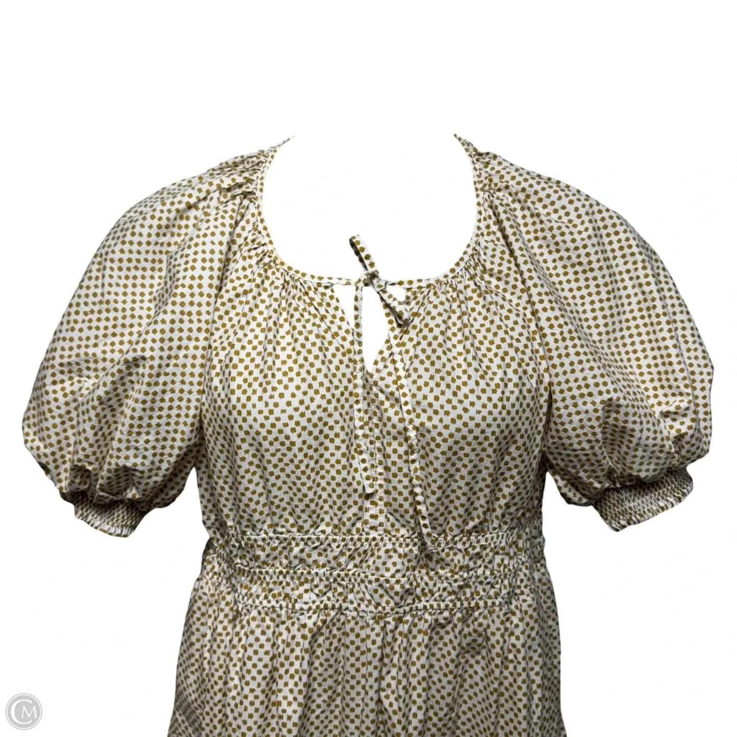 The Somerset Maxi Dress Puff Sleeve Edition By Anthropologie In Gold & Tan, Size: L