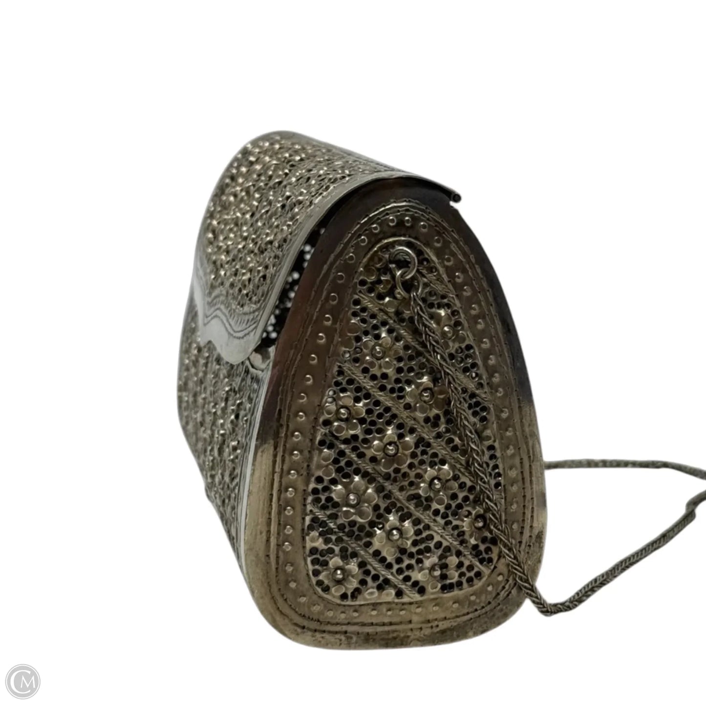 Antiqued Floral Metal Evening Bag, Size: Small