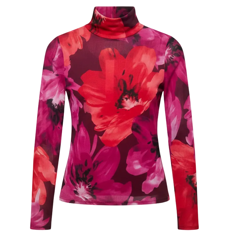Mesh Top Long Sleeve By Aqua In Floral Print, Size: M