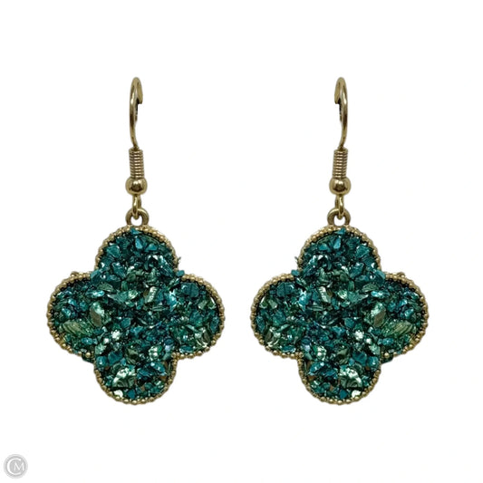 Metallic Teal Clover Dangle Earrings