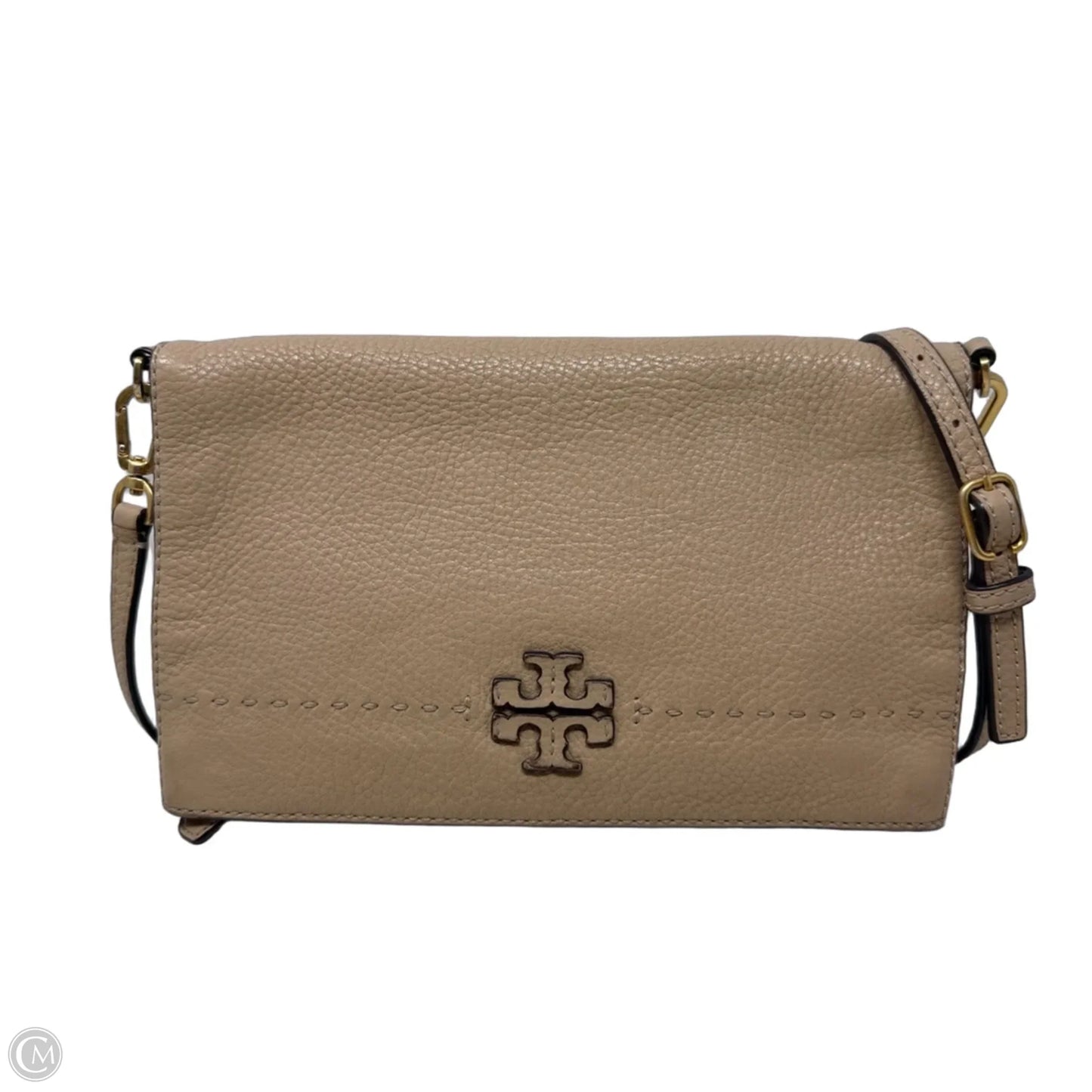 McGraw Foldover Leather Crossbody Bag Designer By Tory Burch, Size: Medium