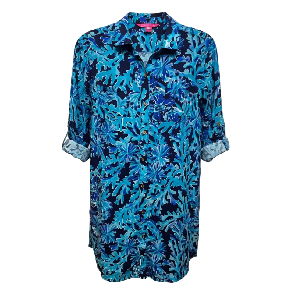 Natalie Tunic Designer By Lilly Pulitzer In Blue & Grey, Size: XXS
