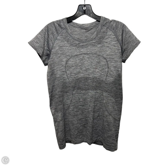 Athletic Top Short Sleeve By Lululemon In Grey, Size: 10