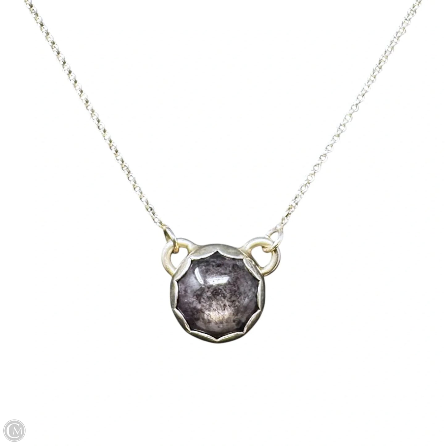 Grey Sterling Set Stone Pendant Necklace Sterling Silver