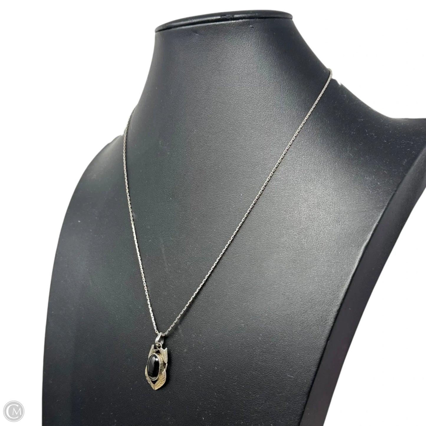 Grey Sterling Set Stone Pendant Necklace