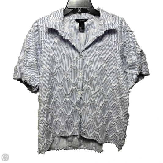 Chevron Fringe Top Short Sleeve By Ali Miles In Striped Pattern, Size: L