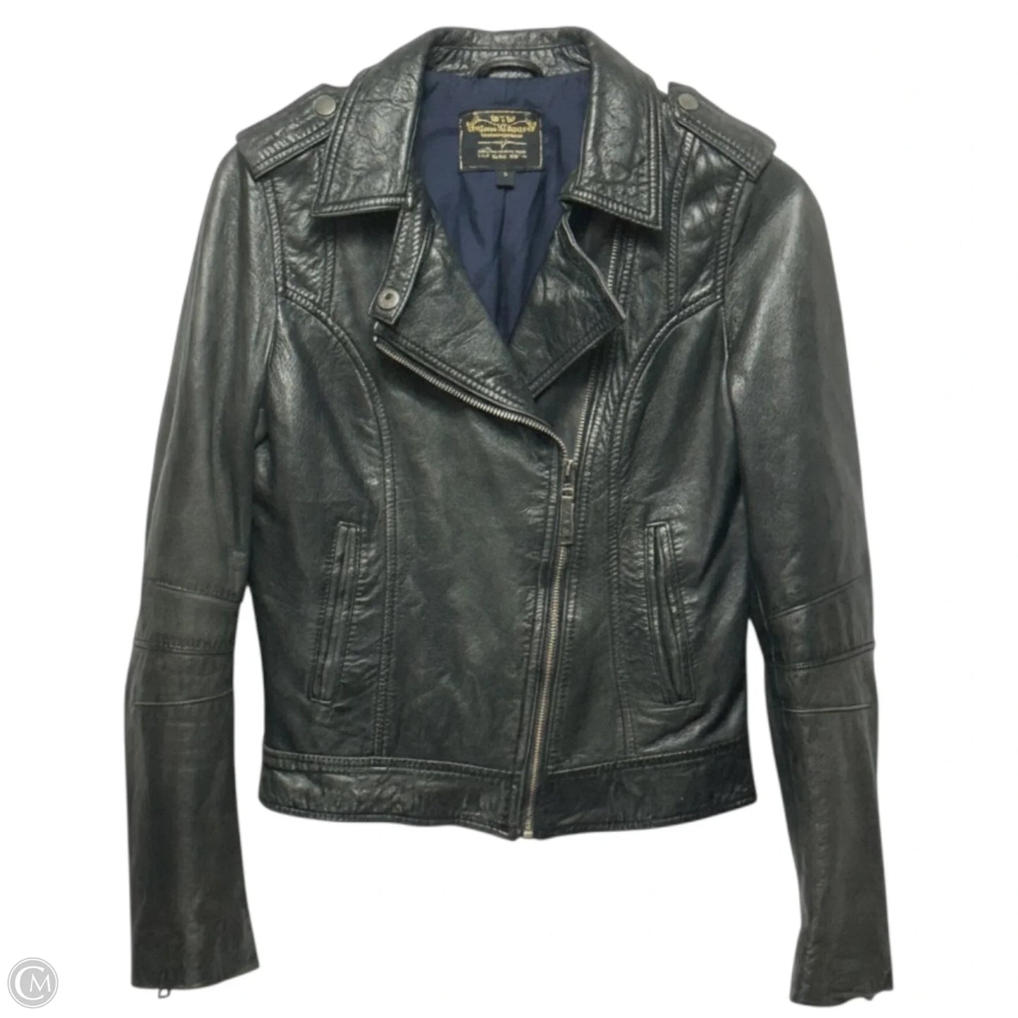Sheep Leather Biker Jacket By Stradivarius In Black, Size: S