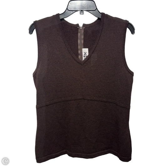 Vintage Knit Top Sleeveless Luxury Designer By St John Collection In Brown, Size: 10