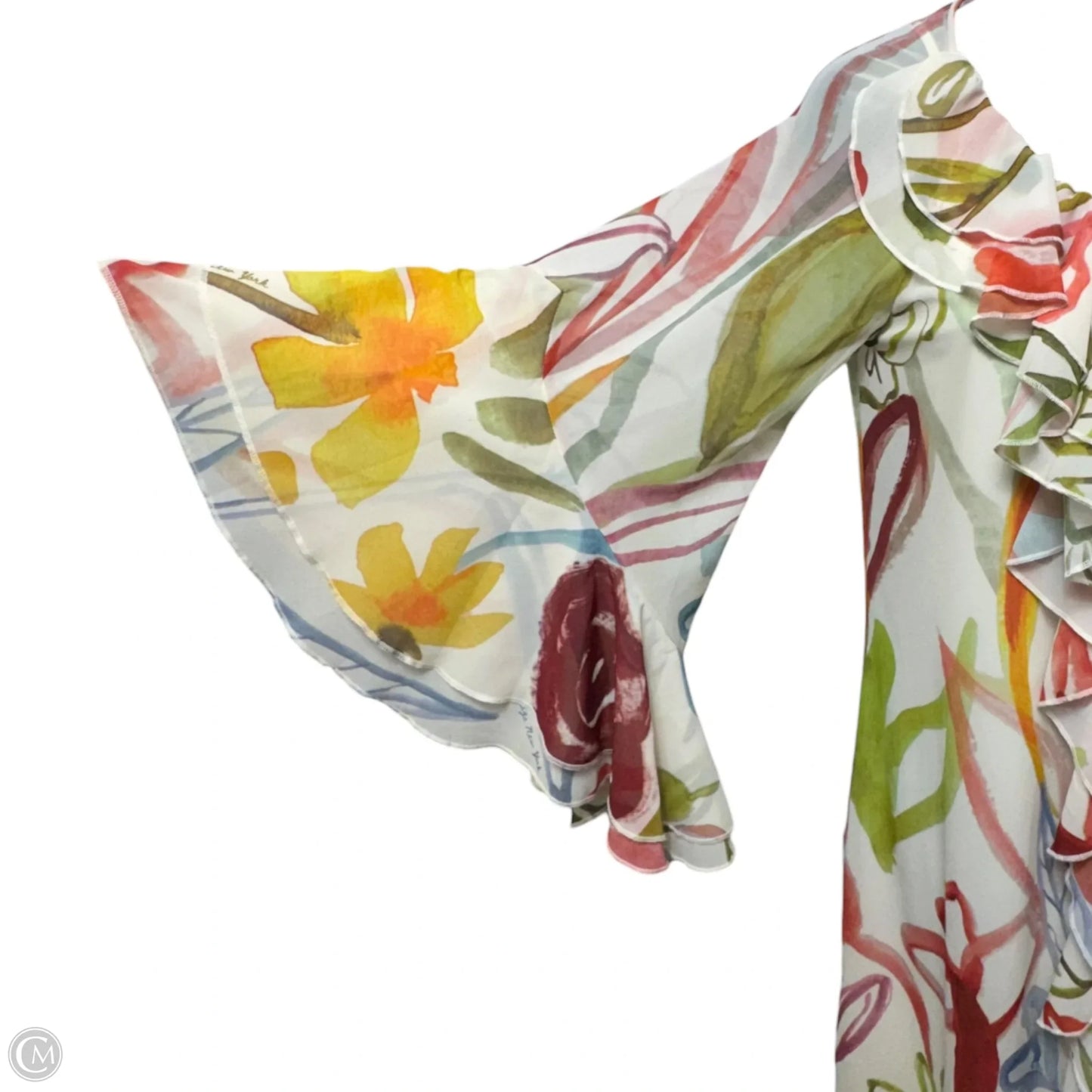 Bimini Ruffle Caftan Midi Dress By Mestiza In Floral Print, Size: S