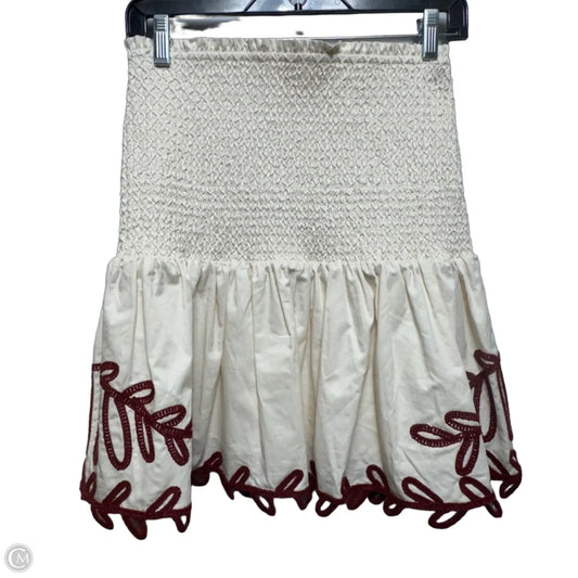 Nadine Smocked Skirt Mini & Short By Caballero In Cream & Red, Size: M