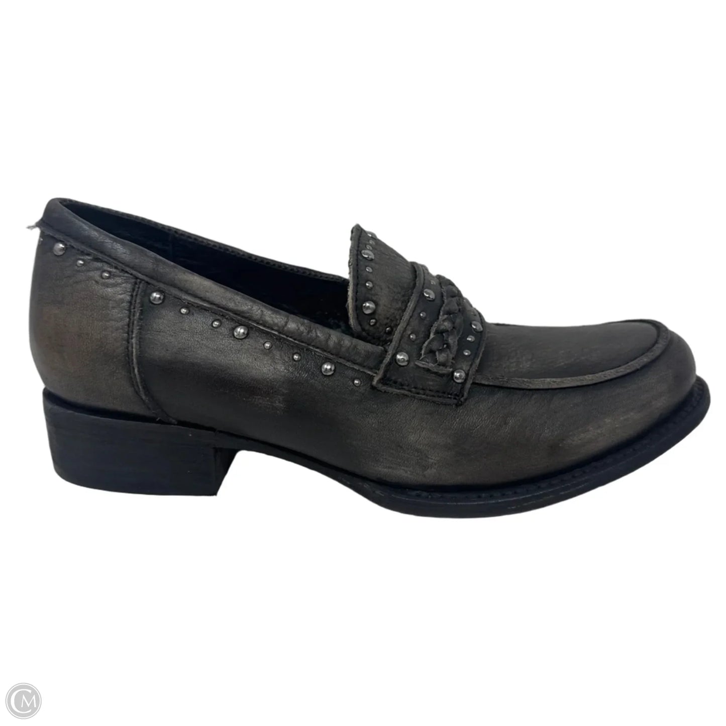 Myla Studded Loafers Shoes Heels Block By Freebird In Brown & Silver, Size: 9