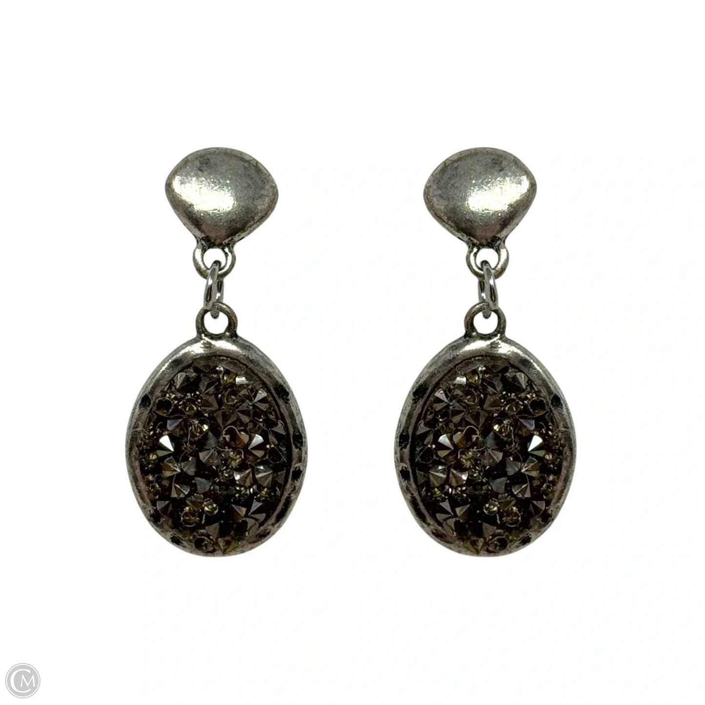 Silver & Brown Faux Druzy Dangle Earrings