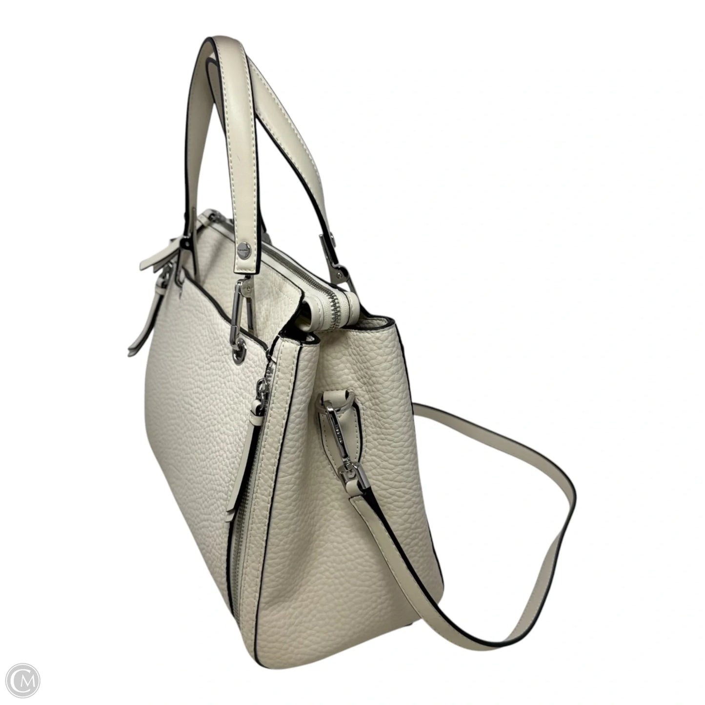 Garnet Satchel Handbag Leather By Calvin Klein, Size: Medium