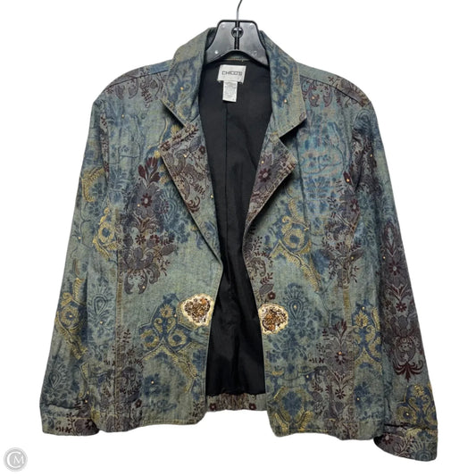Embellished Jacket Denim By Chicos In Blue Denim, Size: 8