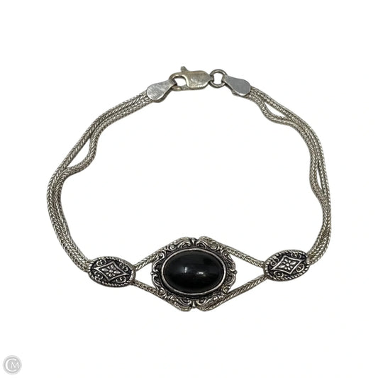 Black Cabachon & Sterling Silver Braided Bracelet