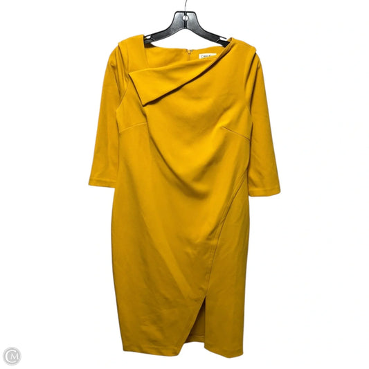 Dress Casual Midi By Calvin Klein In Yellow, Size: 8