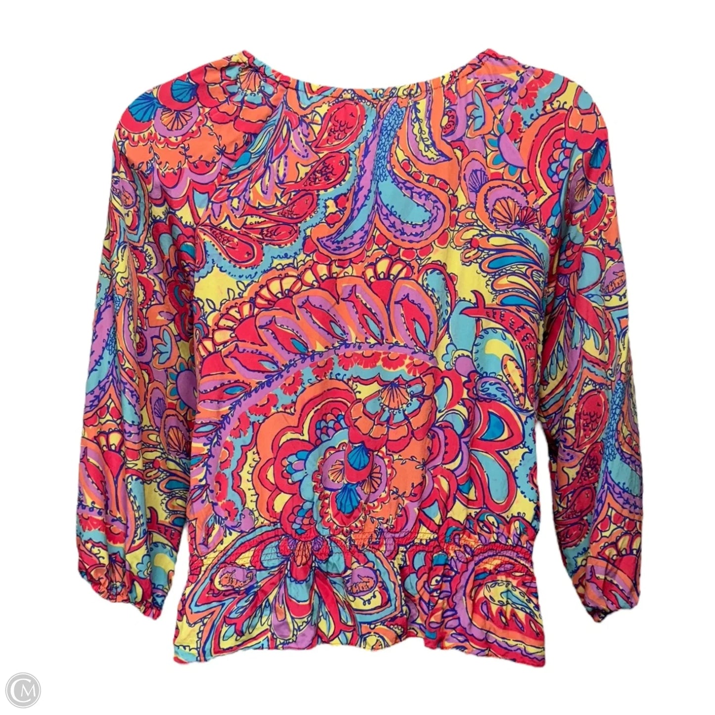 Trisha Silk Top Long Sleeve Designer By Lilly Pulitzer In Feelin Groovy Multi-colored, Size: M