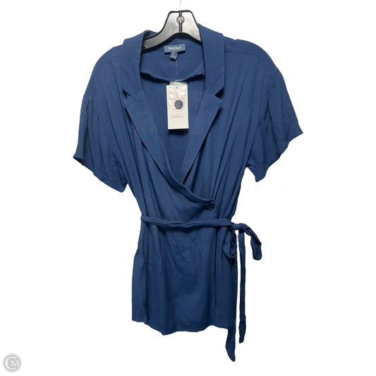Belted Wrap Top By Modcloth In Navy, Size: L