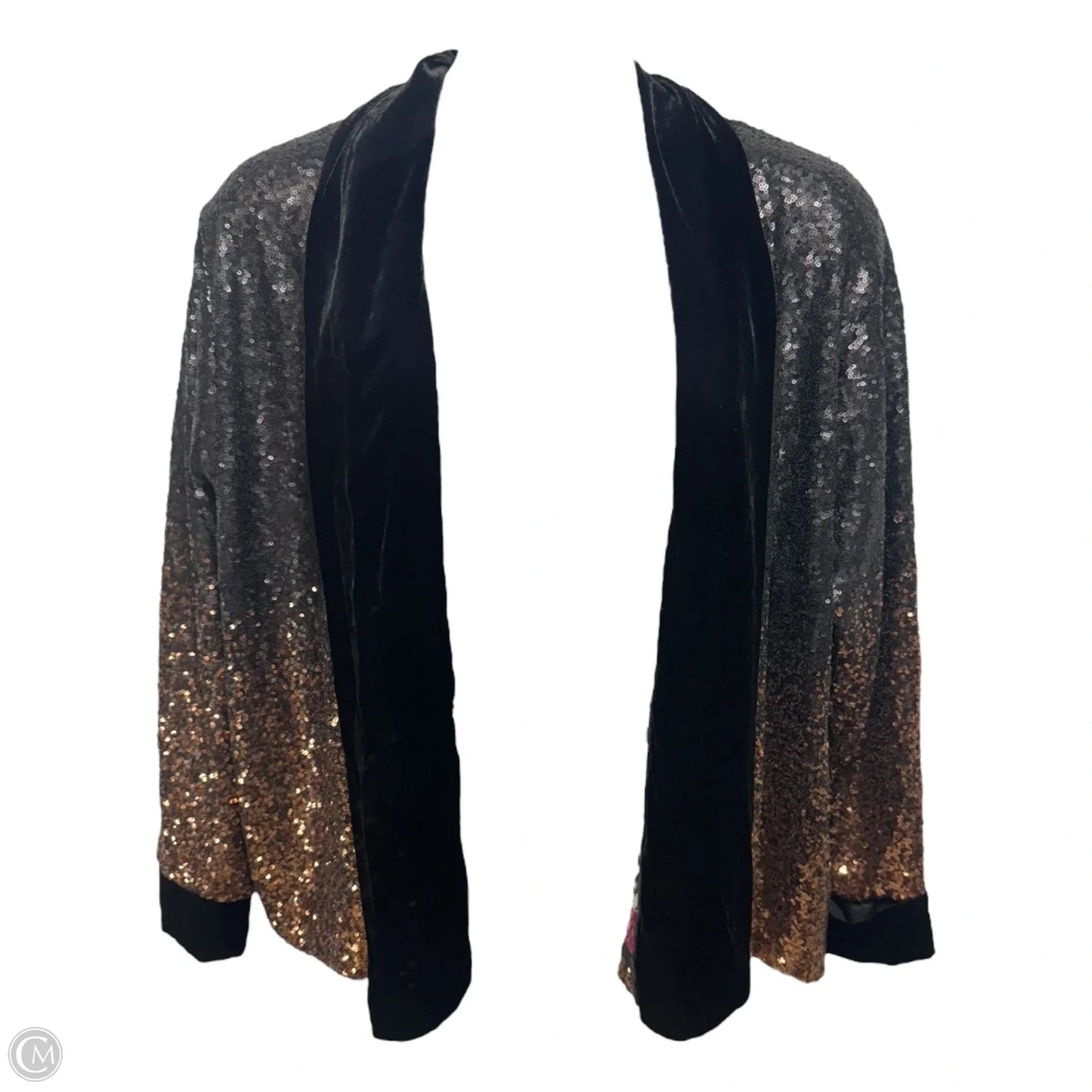 Dorian Sequin Kimono Blazer By Johnny Was In Black & Brown, Size: Xl