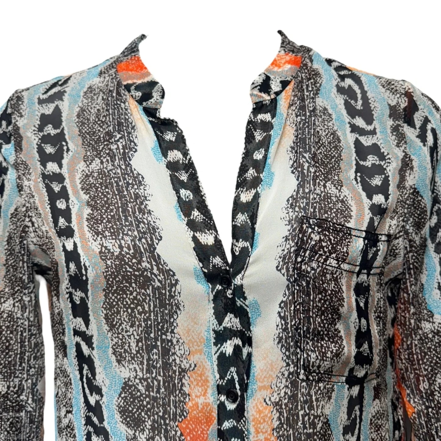 Gilmore Snake Printed Silk Chiffon Blouse Designer By Diane Von Furstenberg In Multi-colored, Size: 8