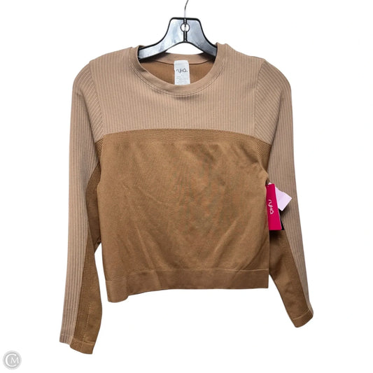 Athletic Top Long Sleeve Crewneck By Ryka In Tan, Size: M