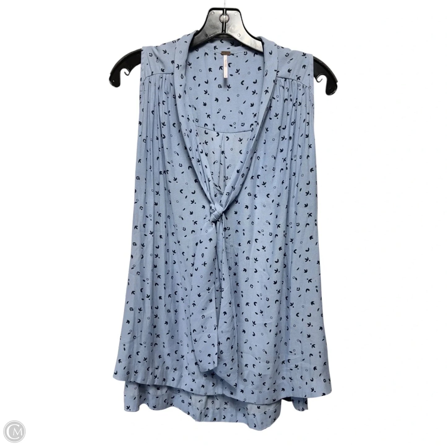 Sleeveless Tie Neck Blouse By Free People In Blue, Size: L