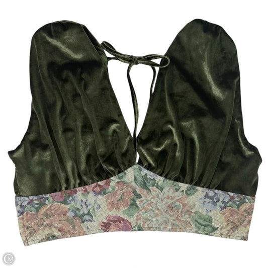 Velvet & Brocade Crop Top Sleeveless By Shein In Green, Size: L