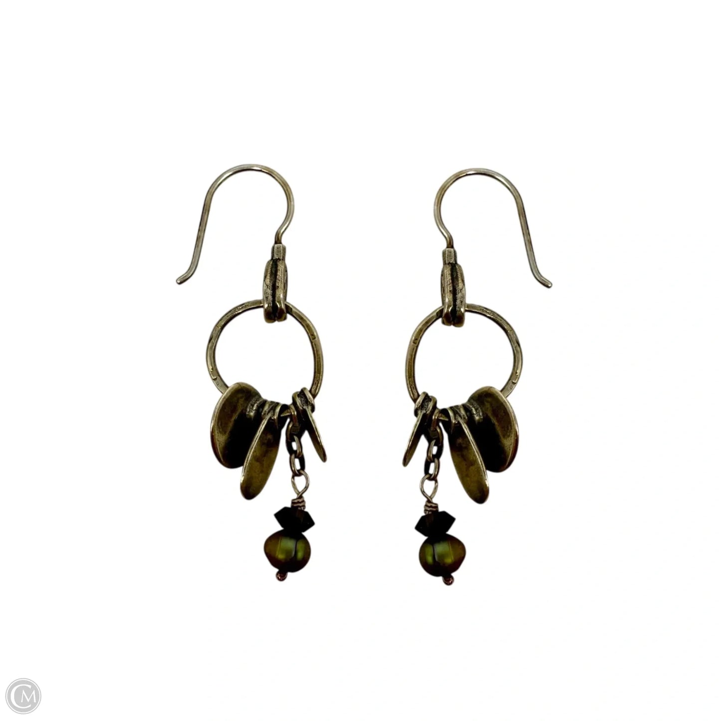 Sterling Silver Disc Smoky Quartz Copper Pearl  Dangle Earrings W1550 By Silpada