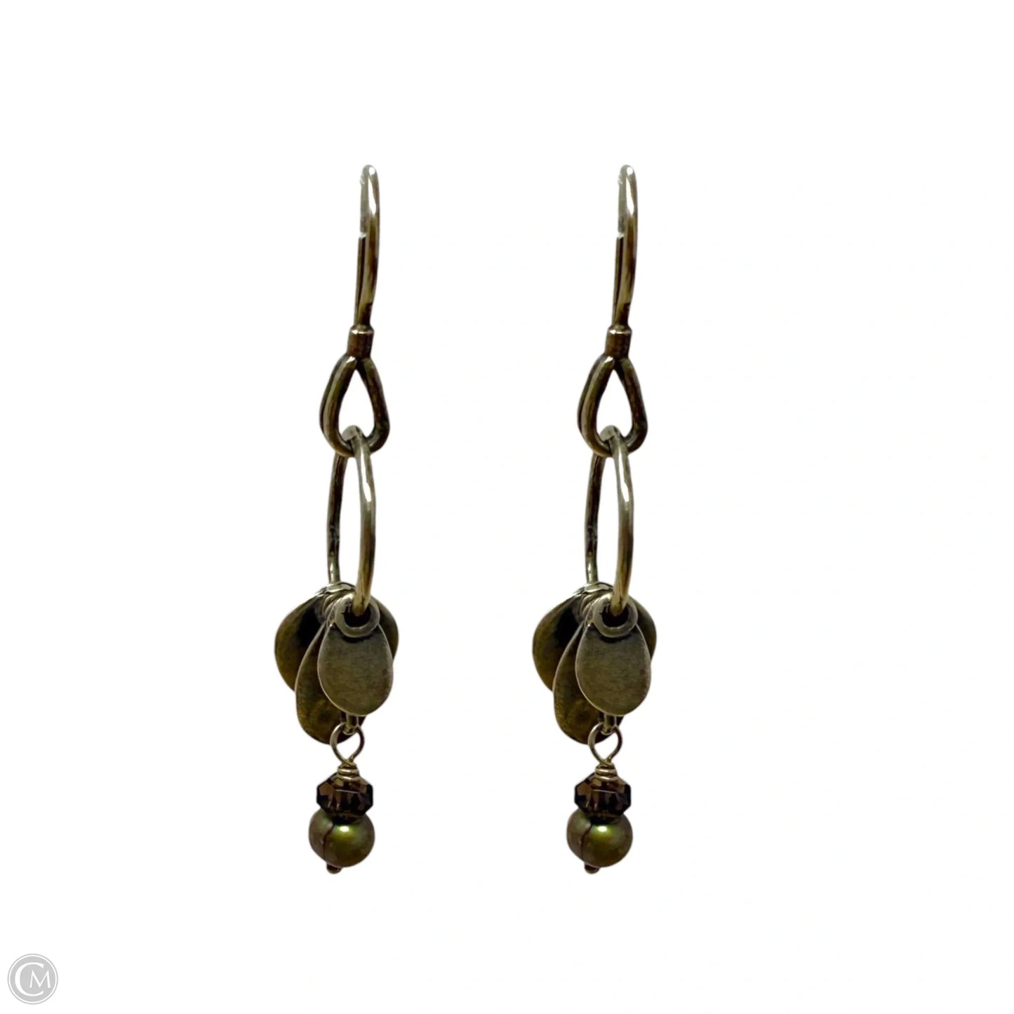 Sterling Silver Disc Smoky Quartz Copper Pearl  Dangle Earrings W1550 By Silpada