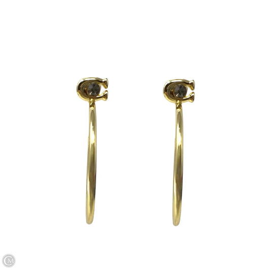 Signature C Gold Tone Crystal Logo Large Hoop Earrings Designer By Coach