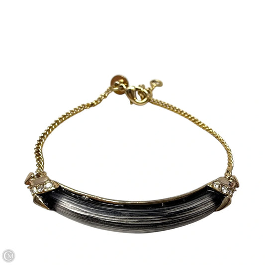 Gold Capped Lucite & Crystal Crescent Bracelet By Alexis Bittar
