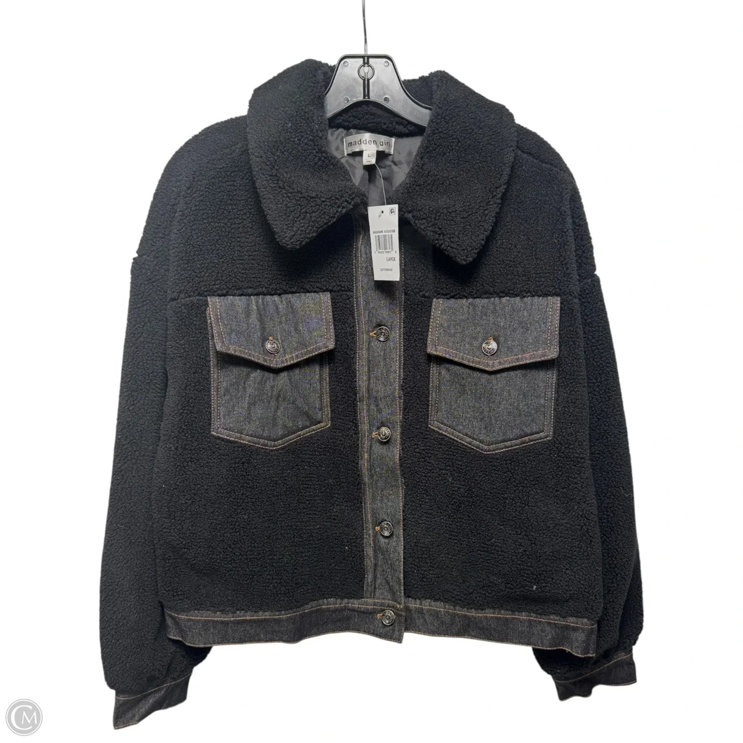 Denim Trim Jacket Fleece By Steve Madden In Black, Size: L