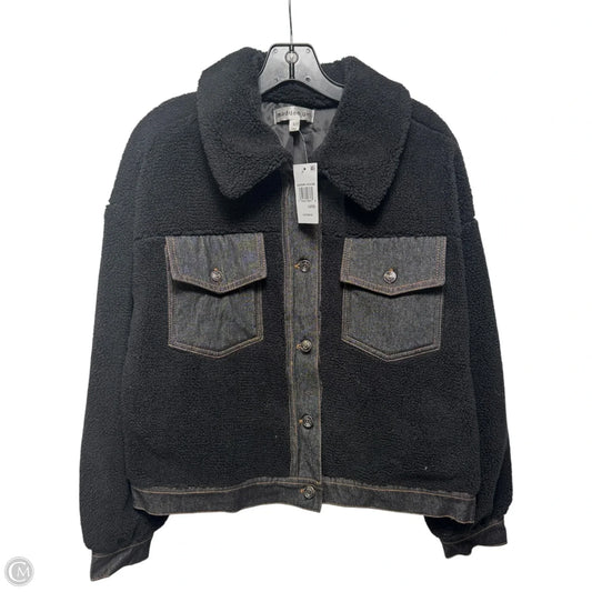Denim Trim Jacket Fleece By Steve Madden In Black, Size: L