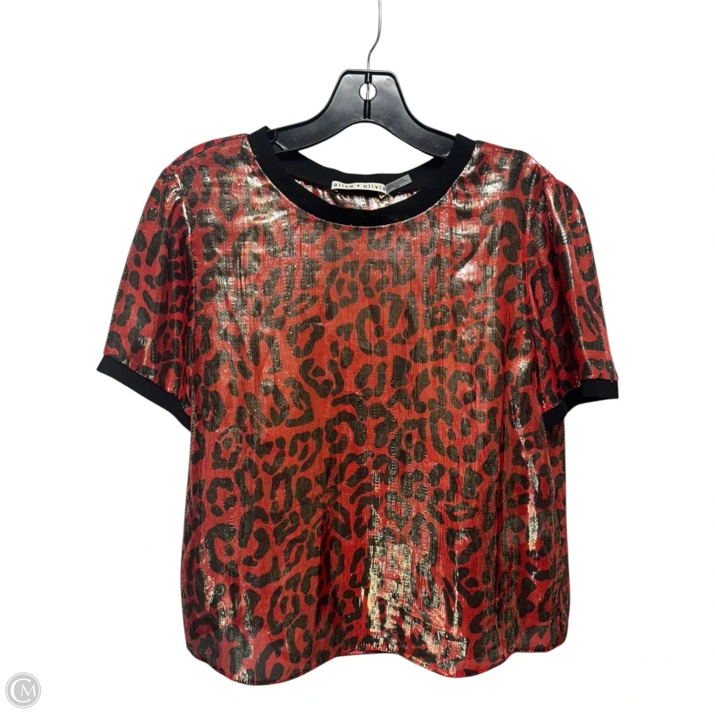 Piera Leopard Print Silk Blend Tee Designer By Alice + Olivia In Animal Print, Size: M
