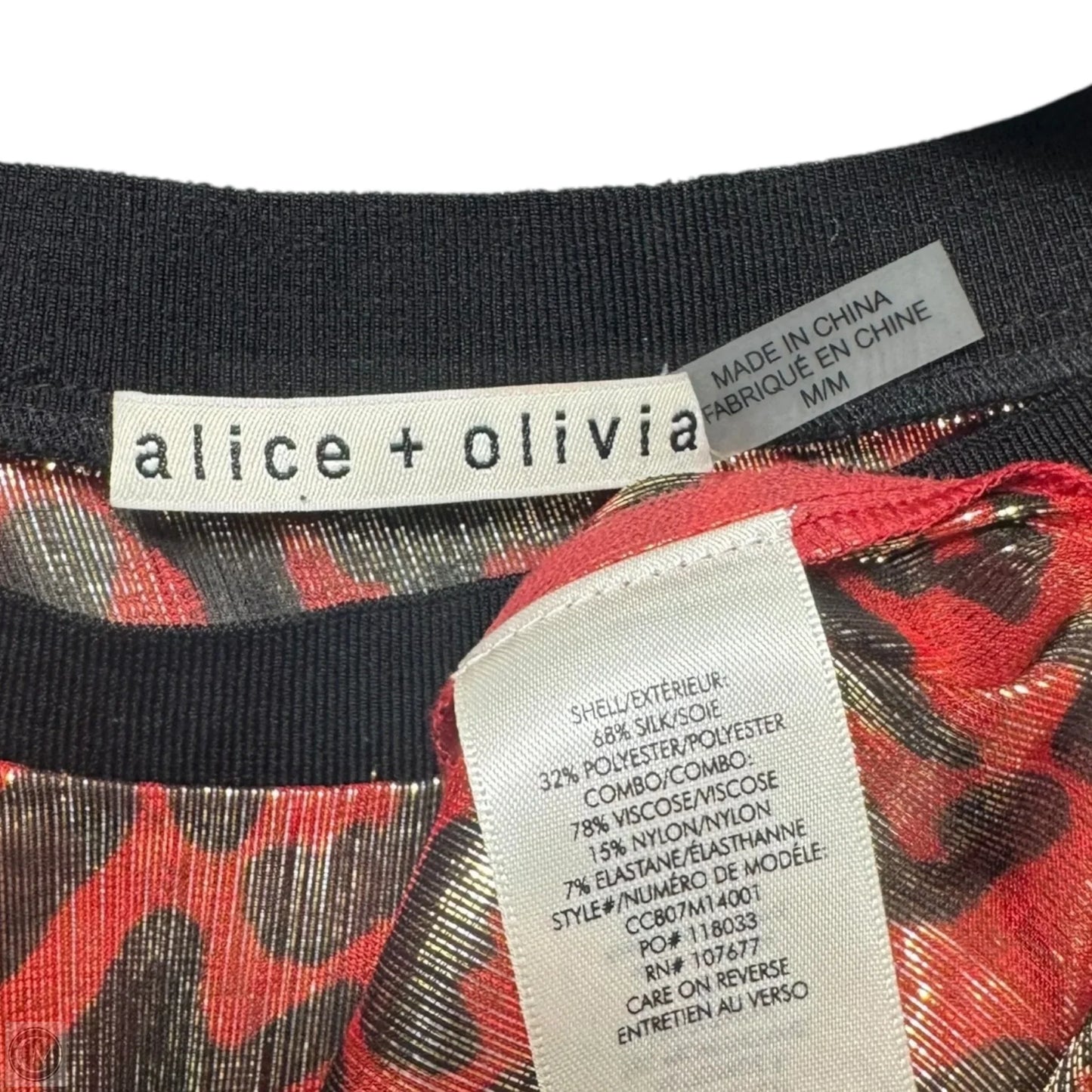 Piera Leopard Print Silk Blend Tee Designer By Alice + Olivia In Animal Print, Size: M
