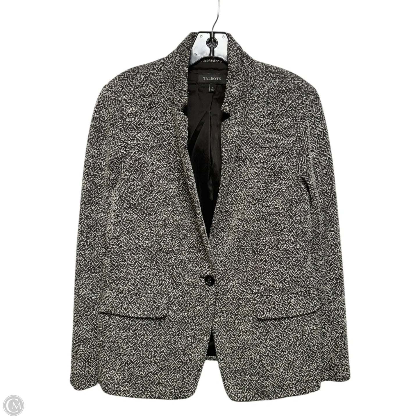 Blazer By Talbots In Black & Cream, Size: M