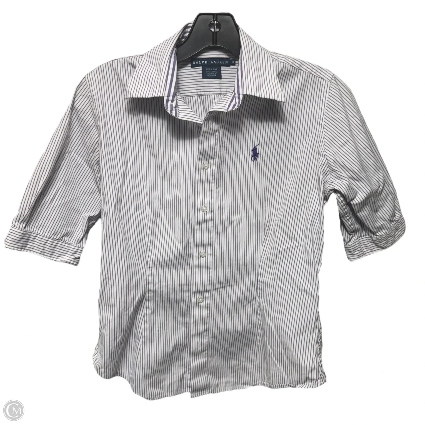 Top Short Sleeve By Ralph Lauren In Striped Pattern, Size: 4