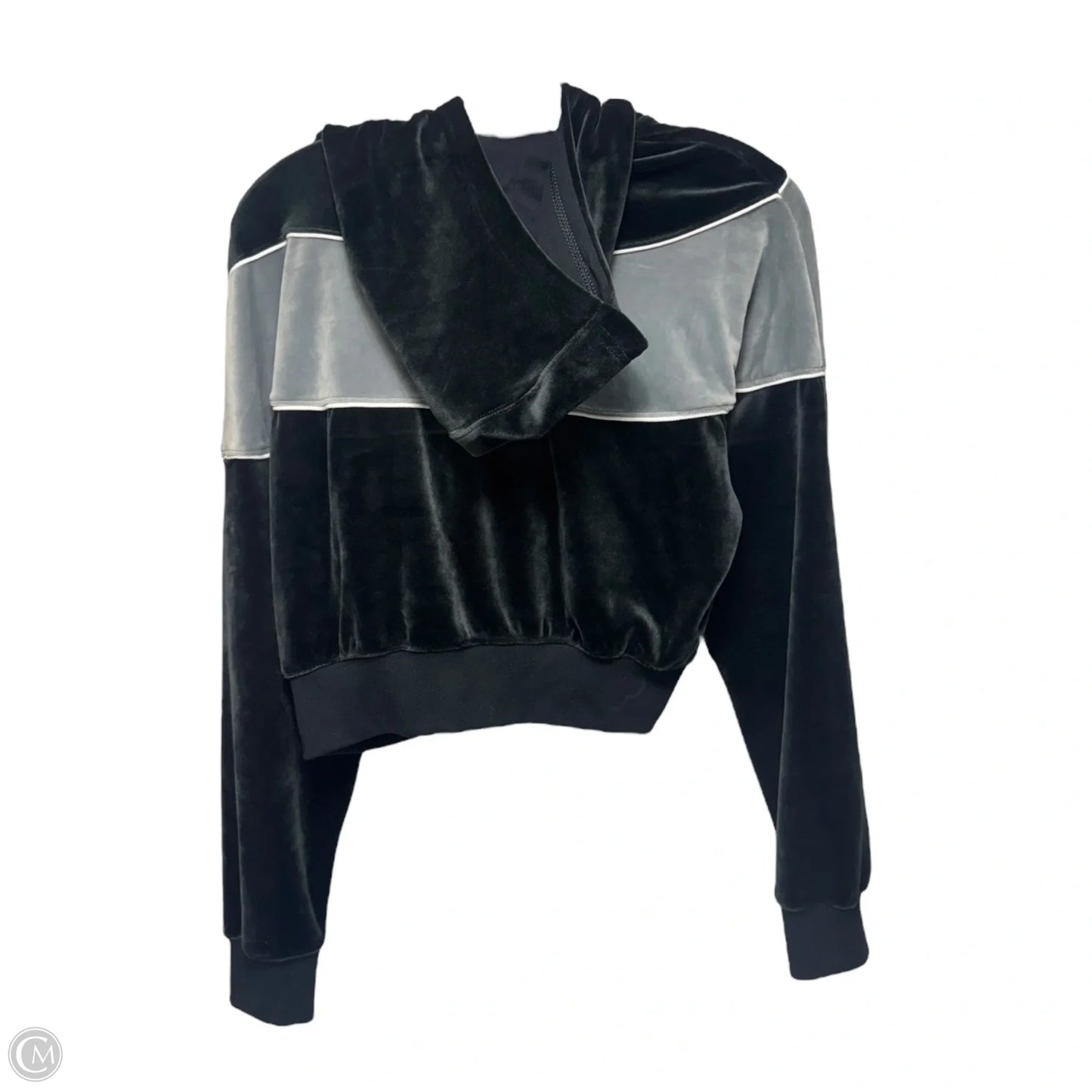 Athletic Top Long Sleeve Hoodie By Nike Apparel In Black & Silver, Size: S