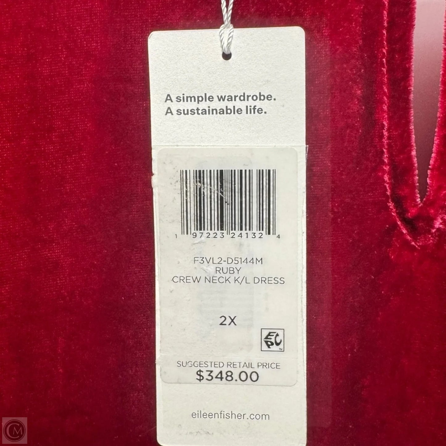 Velvet Dress Party Midi By Eileen Fisher In Red, Size: 2X