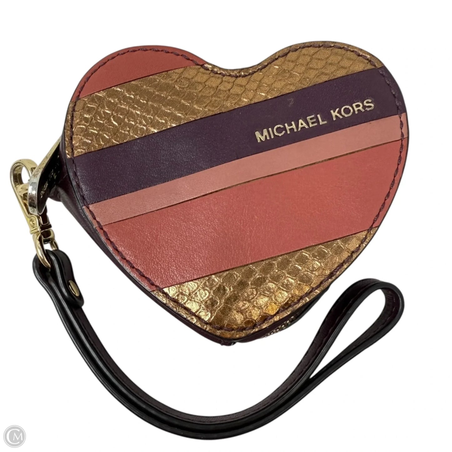 Leather Heart Coin Purse Designer By Michael Kors, Size: Small