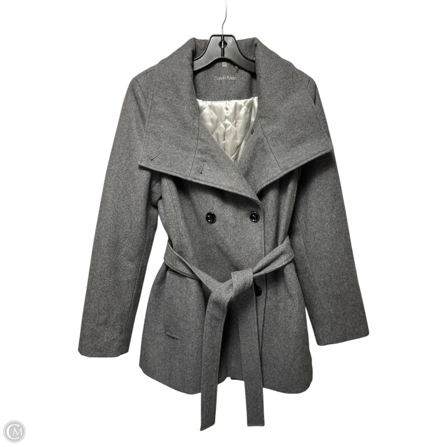 Coat Wool By Calvin Klein In Grey, Size: 12