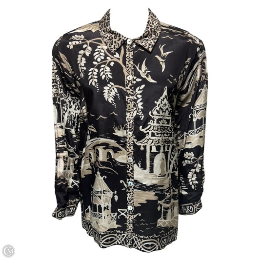 Top Long Sleeve By John Mark In Black & Tan, Size: 2x