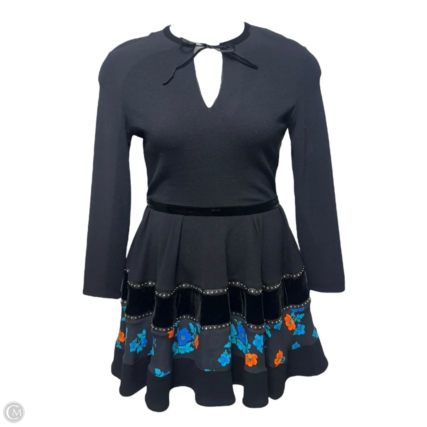 Rafa Skater Dress Party Short By Maje In Black & Blue, Size: M