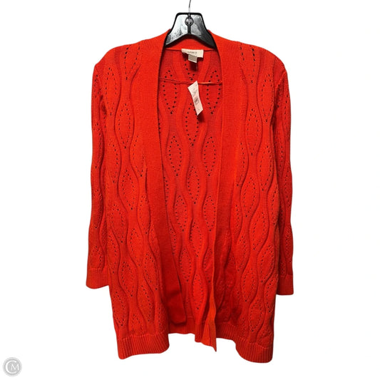 Sweater Cardigan By Loft In Orange, Size: L