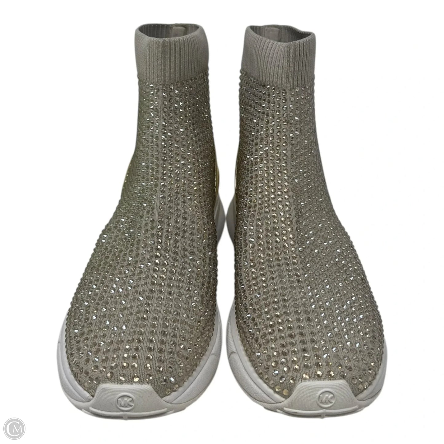 Katrina Rhinestone Sock Boots Ankle Flats By Michael By Michael Kors In Gold & White, Size: 9.5