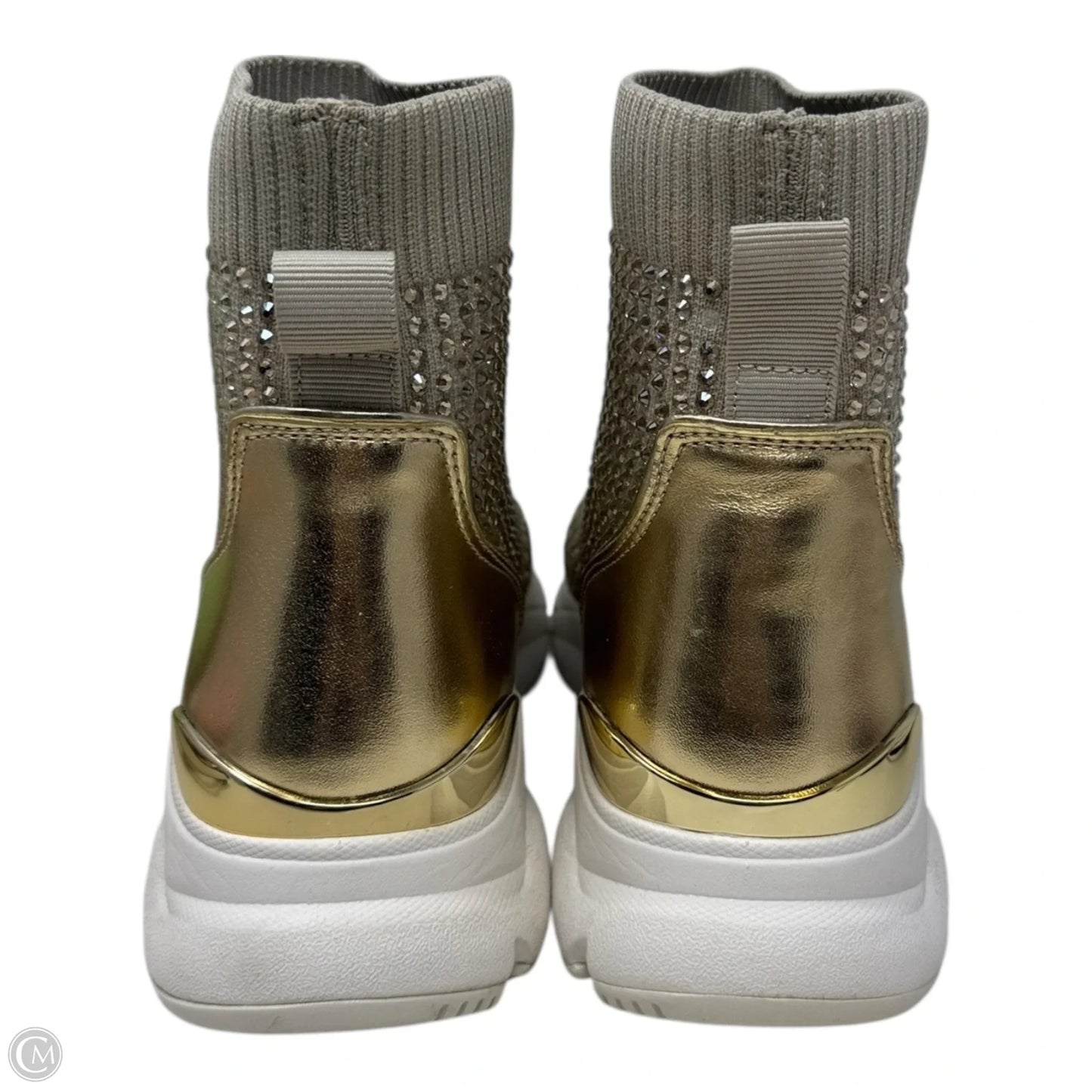 Katrina Rhinestone Sock Boots Ankle Flats By Michael By Michael Kors In Gold & White, Size: 9.5